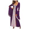 Women's Plus Size Dress Flared Sleeves Retro Long Gold Velvet Dress