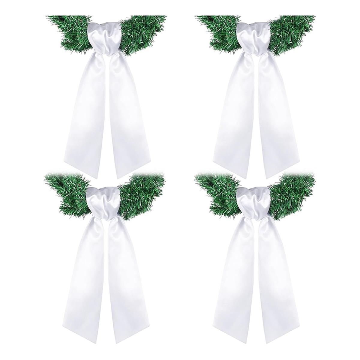 

2025+ Wreath Sash for Front Door Blank White Wreath Sash Embroidery Plain Blanks for Embroidery Party Christmas 4pcs China Mainland