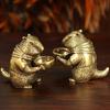 Brass Groundhog Figurine Retro Brass Capybara Statue Cute Small Animal Miniatures Desktop Ornament Home Decor Charming Decor