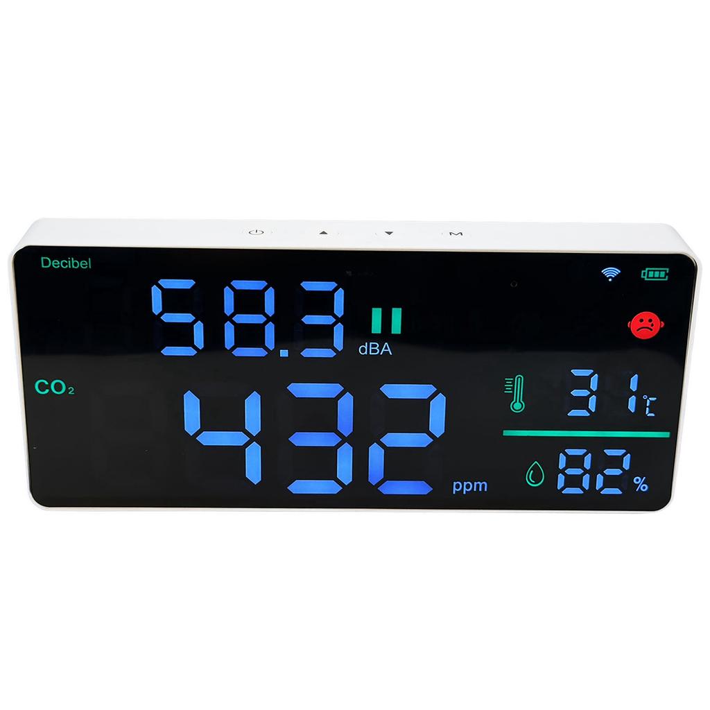 CO2 Monitor 11in 4 In 1 Digital Sound Level Meter Thermometer Hygrometer Wall Mount Tester