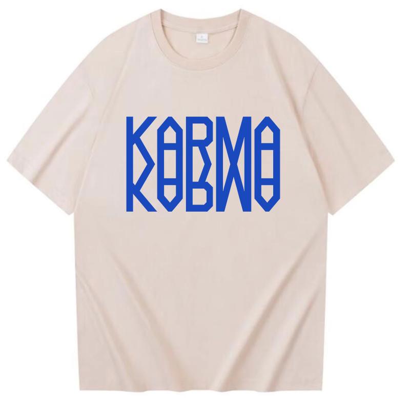 Vintage KPOP The 4th Album KARMA T-Shirt Men Women's Round Neck Cotton T Shirts SK Short Sleeve Tee Shirt Unique Clothes Tops