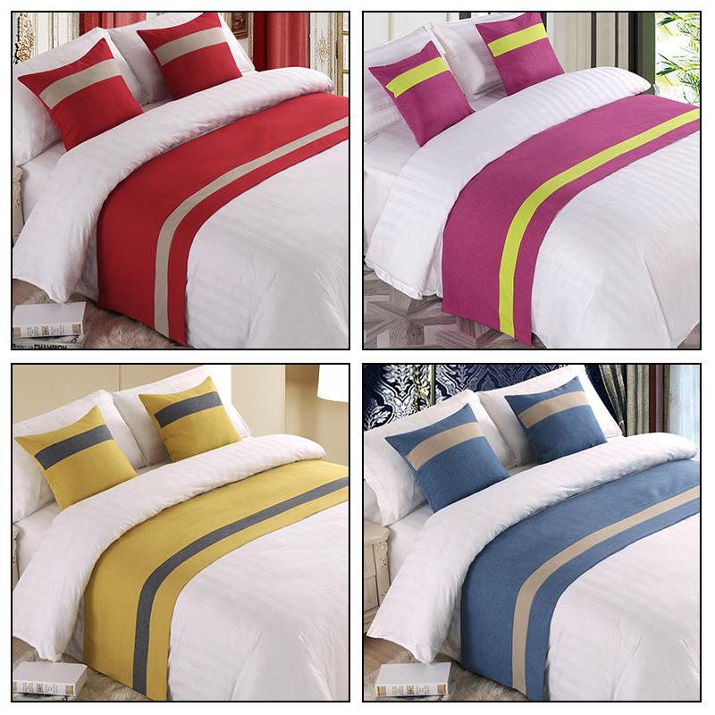 Nordic Style Simple Bed Flag Bed Runner With 2Pcs Pillowcase Home Hotel Wedding Decor Bed Spread Bedroom Decor Bed Tail Flag