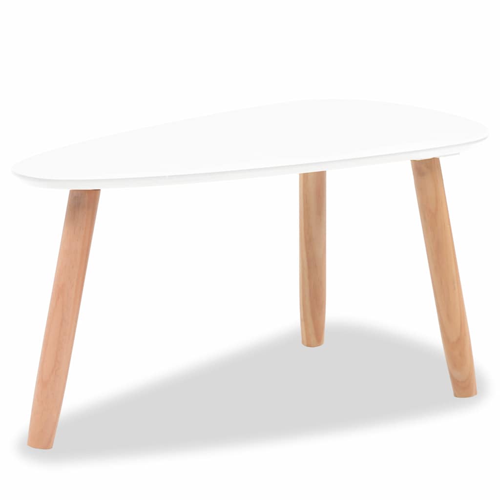 2 Piece Coffee Table Set Solid Pine Wood White
