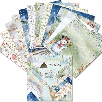 24 Sheets Christmas Snowman Deer Craft Paper Pads Cutting Dies Art Background Origami Scrapbooking Card Making