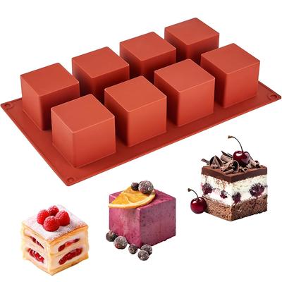 8er Hohlraum Würfel Kuchenform 3D Quadrat Mousse Kuchen Backform Silikon Französische Dessertform für Schokolade Brownie Bites JT353