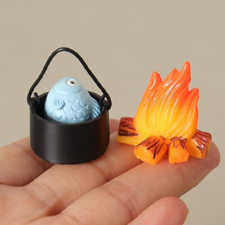 Winziger Holzstapel für Lagerfeuer für Camping-Displays Miniatur-DIY-Landschaftszubehör mit Farbdetails