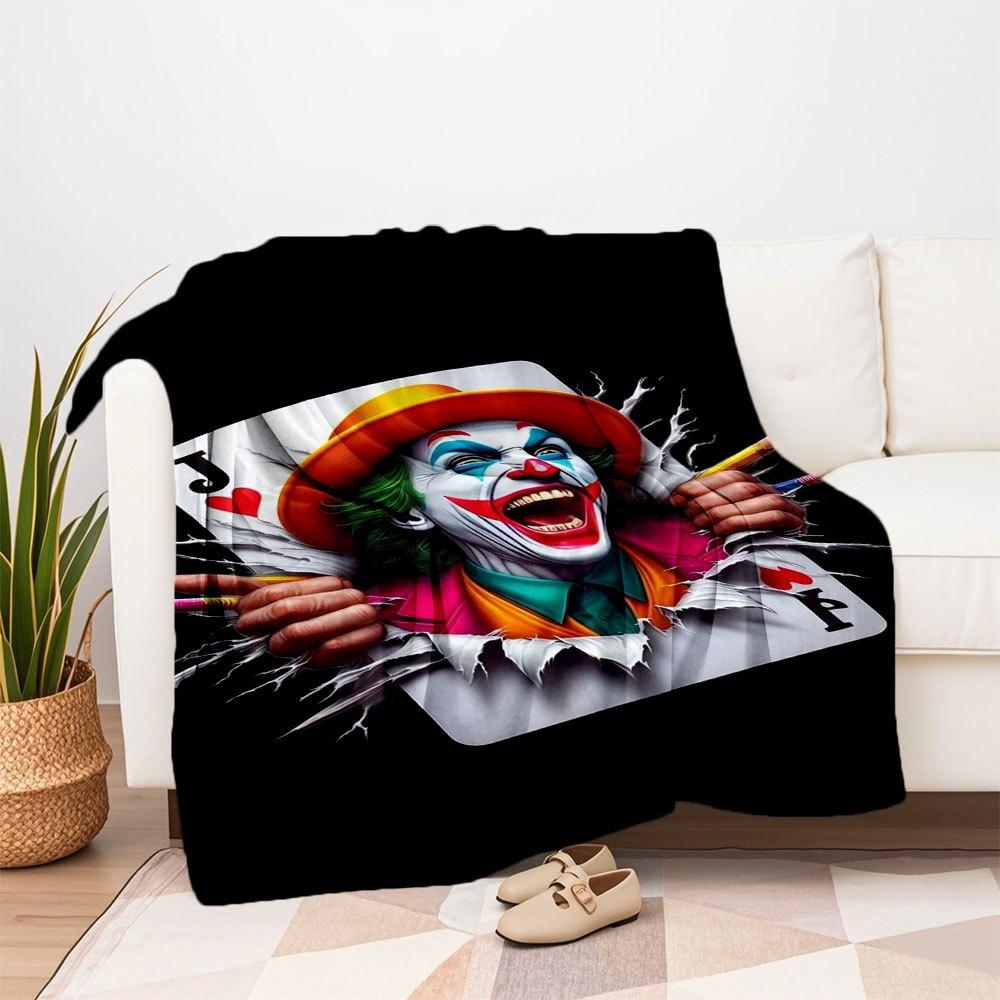 "Joker Playing Card Wall Art Decor"Blanket Flannel Throw Blanket for Sofa, Bed, Travel, Camping, Office