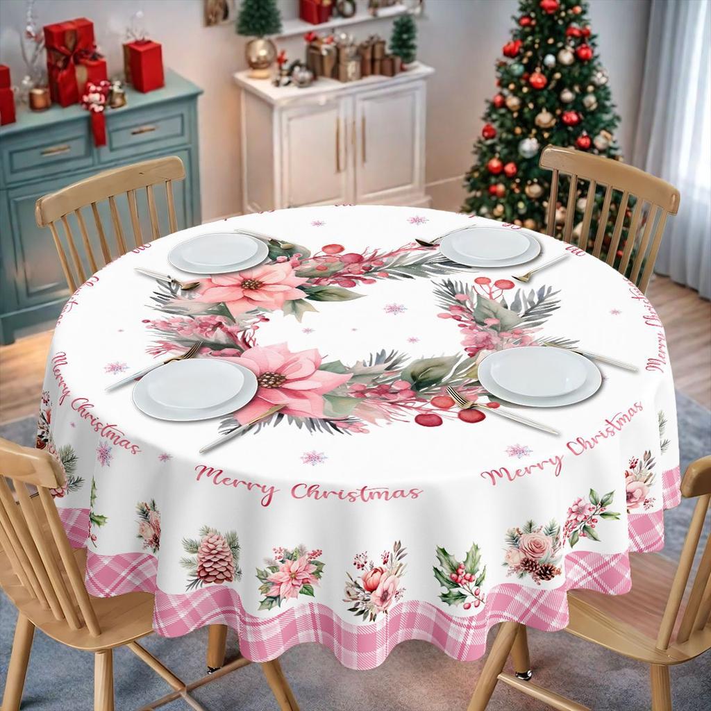New Christmas Printed Tablecloth Waterproof and Easy To Maintain Dining Table Cloth Festive Atmosphere Beautification Decoration