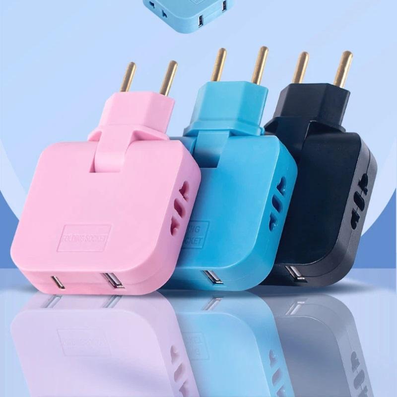 EU Plug 180° Rotatable Multi Outlet Adapter – Slim Travel Converter, Compact & Portable
