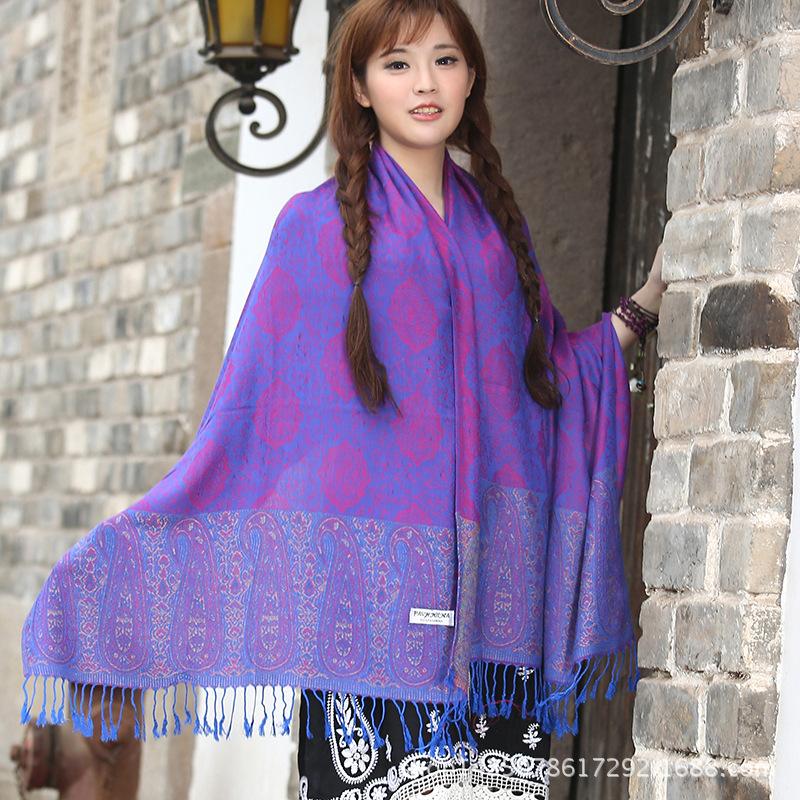 Ethnic Style Cashew Scarf Air Conditioner Large Shawl Scarf Dual-Purpose Jacquard Fringed Spring And Summer Long Cotton Scarf Women