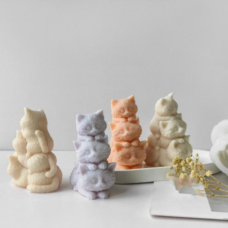 Multipurpose Cats Candle Stand Sturdy Silicone Plaster Mold for Elegant Home Decoration Wedding and Festive Occasions