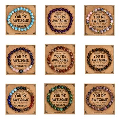 Secure Closure Comfort Fit Mixed Material Handmade Bracelet with Accompanying Sentiment Card