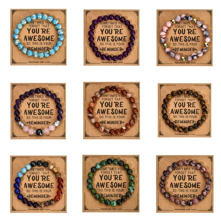 Secure Closure Comfort Fit Mixed Material Handmade Bracelet with Accompanying Sentiment Card