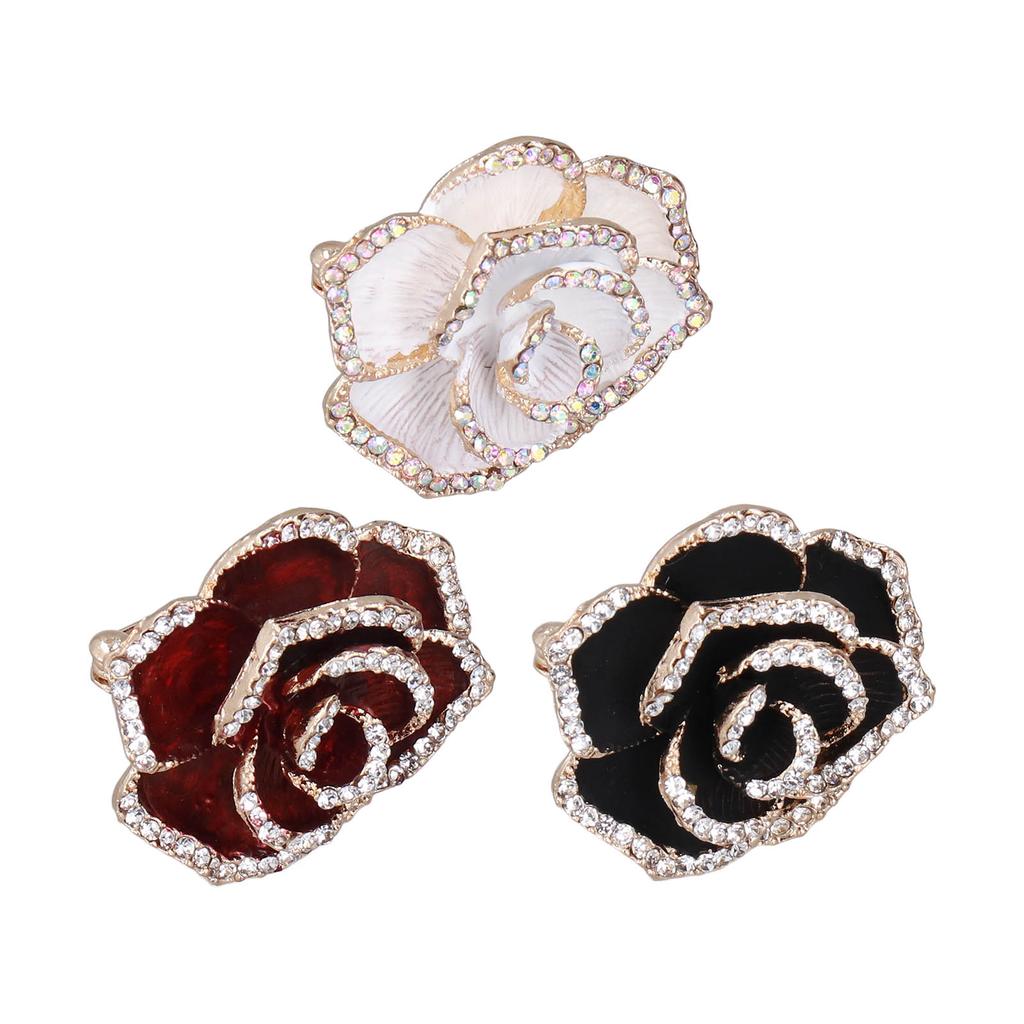 Brooch Pin Camellia Shape Elegant Exquisite Rhinestone Embellished Brooch for Women Clothes Silk Sca