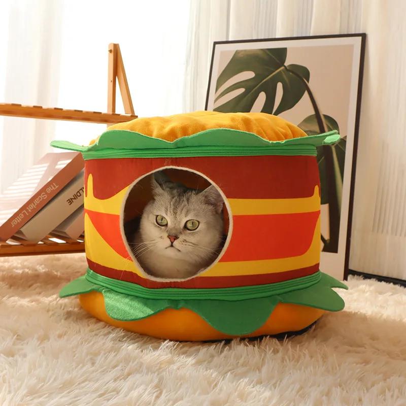 Hamburger Cat House Cave Food Shape Deep Sleep Kitten Dog Bed French Fries Teddy Corgi Kennel Litter Hammock Pet Supplies