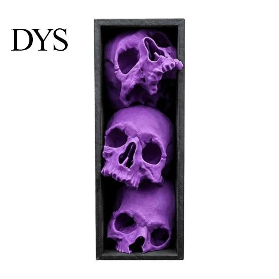Horror Theme Decor Skulls Book Nook, Gothic Skull Bookshelf Insert, 3 Tier Stacked Sculpture Mysterious Library with Black Frame, Academia Spooky for