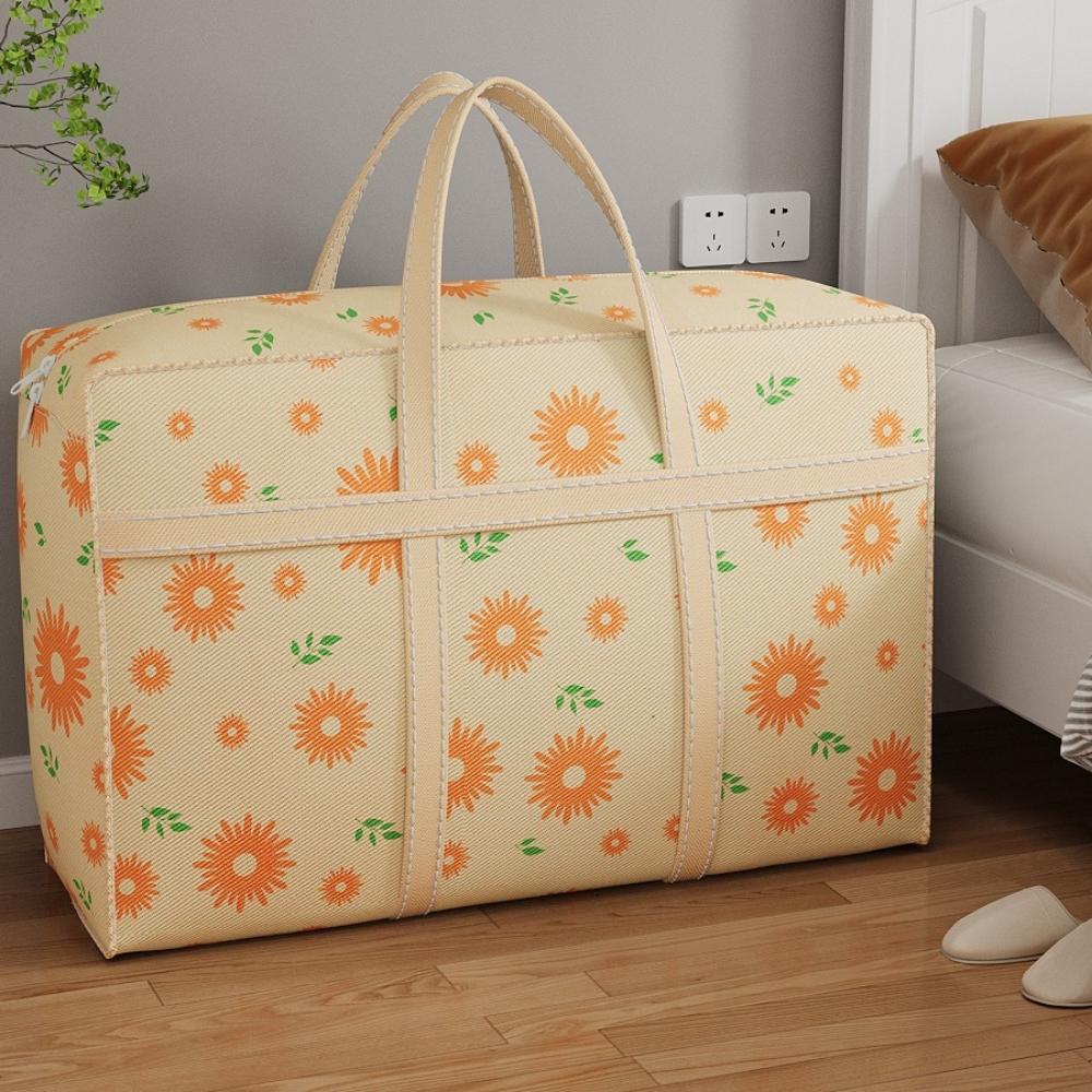 Daisy Print Nonwoven Storage Bags Hand Carry Foldable Organizers Home Moving Luggage Closet Storage Solutions Reusable Collapsible Laundry Containers