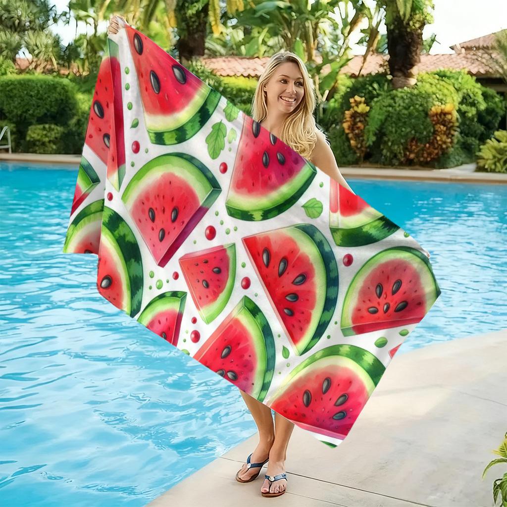 Watermelon Extra Large Print Microfiber Beach Towel, Super Absorbent Quick Dry Towel for Swimming Pool & Beach