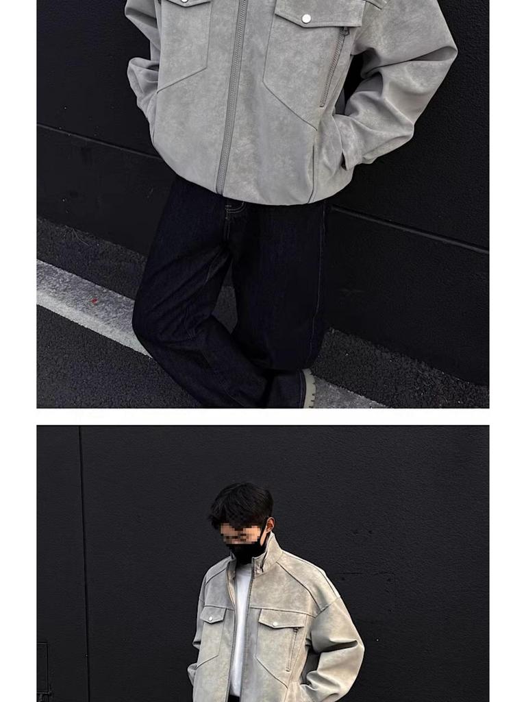 Men's PU Leather Jacket - High-End Retro Stand-Up Collar for Spring & Autumn