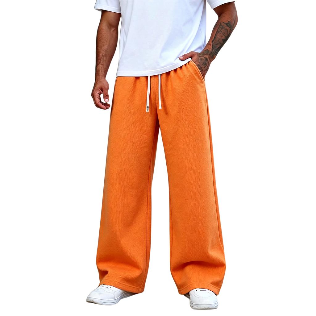 Pantalon de survêtement décontracté à jambe droite de couleur pour homme