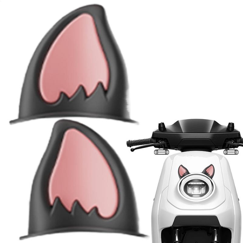 1 Pair cute Cat Ears Motorcycle Helmet decoration self-adhesive Kitten Ears Hard Hat Horns for Scooter Bicycle Motorbike Ski