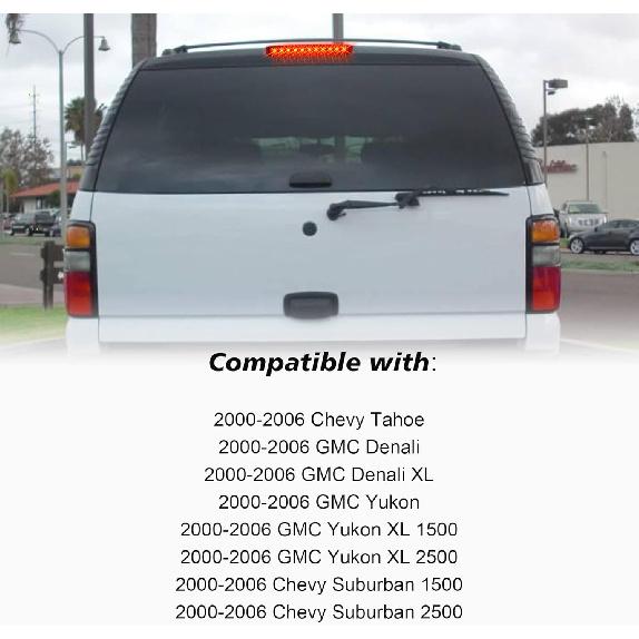 HUSUKU High Mount 3Rd Third Brake Light Cargo Light Fits For Chevy Tahoe GM/Suburban/GMC/Yukon 2000-2006 LED Rear Cargo Light/Stop LED Light (Red