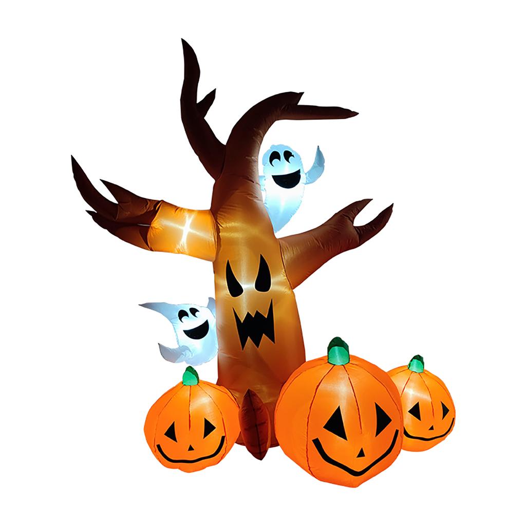 Inflatables Scary Tree with Ghost and Pumpkin Lighted Blow Up Haunted Tree Yard Decor for Home Lawn Garden