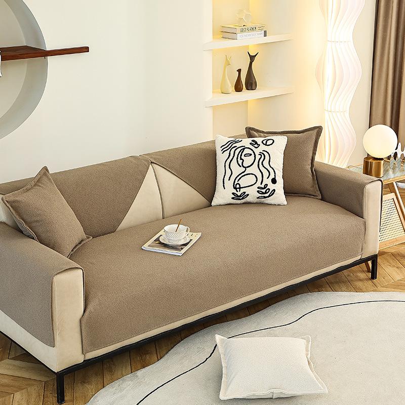 Solid Color Chenille Sofa Cushion Four Seasons General Non-slip Cushion Simple Fashion Cover Towel.