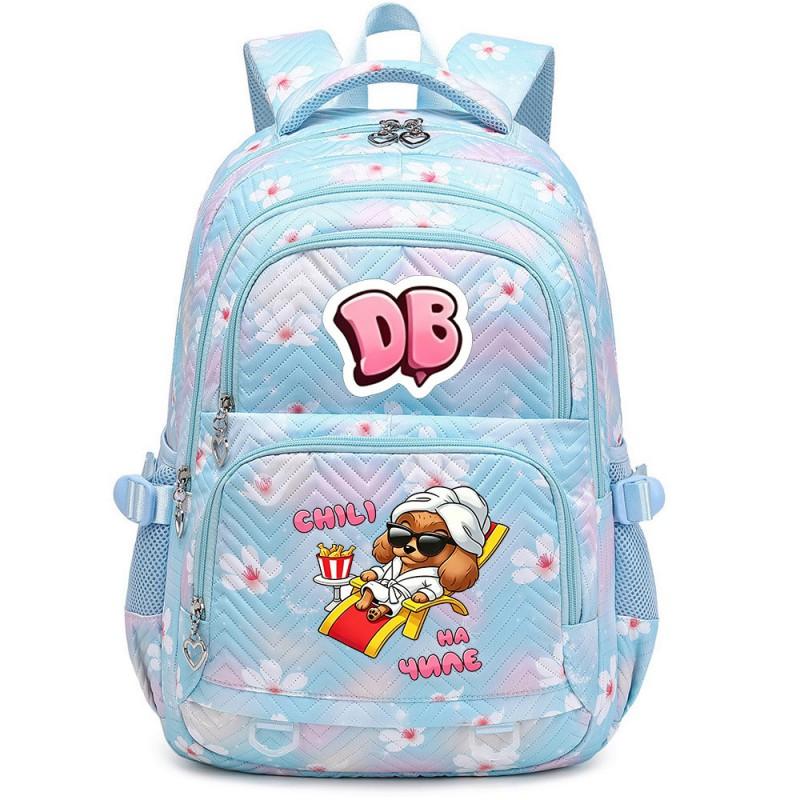 Cute Cartoon Character Print Backpack Girls School Use Large Capacity Nylon Student Bag With Padded Curved Straps
