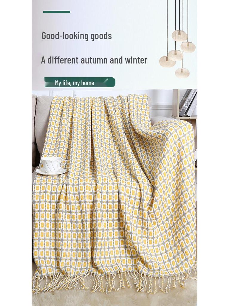 Bohemian Knitted Sofa & Bed Runner Throw Blanket - Summer Air Conditioning Nap Cover