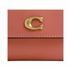 Coach Essential 10 Three-dimensional Letter Engraved Metal Accessories Calfskin Wallet Women's Dark Peach Deep Peach Color