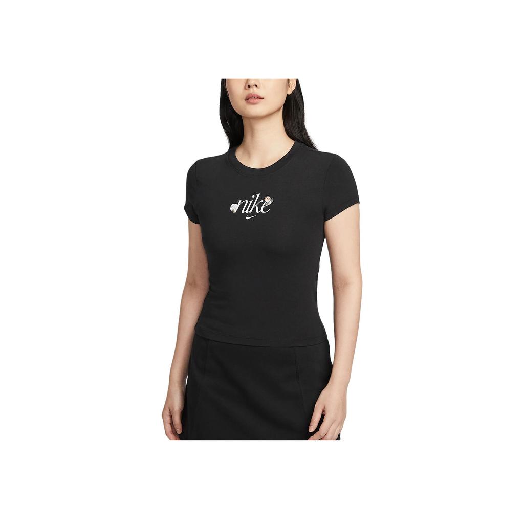 Nike Odzież sportowa Chill Knit Dopasowany T-shirt z krótkim rękawem i okrągłym dekoltem Damskie topy Czarny HF9723010