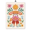 Colorful Bear Rabbit Cat Mouse Flower Leaf Abstract Animal Posters Prints Wall Art Canvas Painting Pictures Baby Kids Room Decor