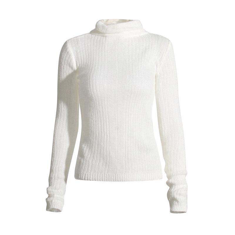 Spring 2025 Women's Lightweight Knit Sweater – Half-High Collar Seahorse Hair, Solid Color, Versatile and Stylish.