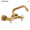 Retro French Copper Wall-Mounted Double Handle Faucet for Kitchen and Balcony.