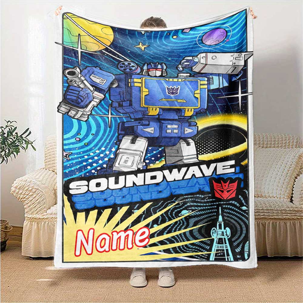 Transformers Fans Customize Text Blanket Cozy Personalized Blanket Ultra-Soft Suitable for Chair Office Office Chair Couch All-Season Use