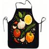 1pc Tomato Garlic Lemon Pepper Herb Print Apron, Durable and Easy To Clean, Adjustable Waistband, Polyester Material, for Kitchen Cooking, Gardening, 