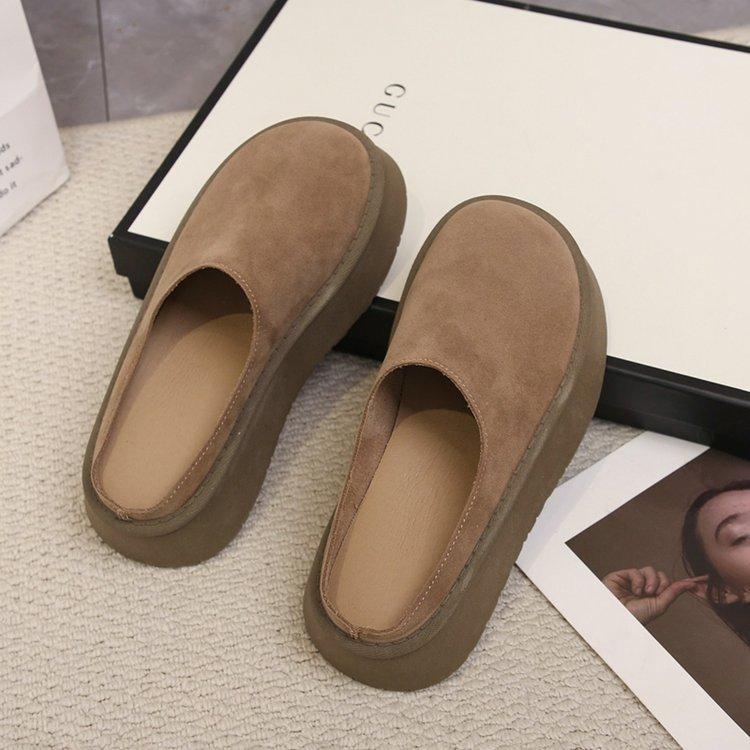 Baotou slippers women's outerwear 2025 autumn and winter new thick-soled heelless lazy one-pedal Muller Birken slippers