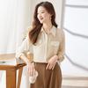 Tromen Women's Elegant Long Sleeve Chiffon Blouse