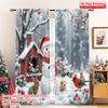 2pcs 2D Flat Printing Merry Christmas Popular Window Drapes Snowman Christmas Forest Animals Holiday Polyester Without