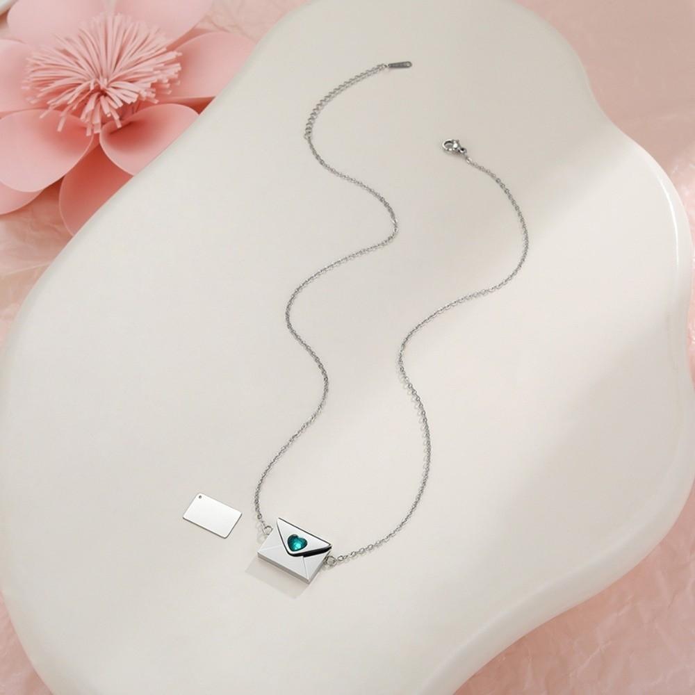 Openable Pendant Sweater Chain Rhinestone Lovers Choker Fashion Envelope Necklace  Gift