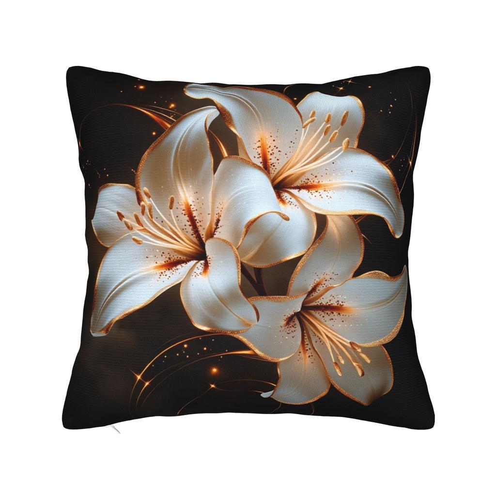 Black White Gold Flower Pillow Case Graphic Pillow Cover For Chair Sofa Home Decor Fashion Cushion Cover