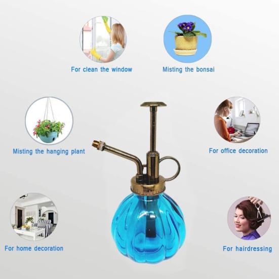 Annaffiatoio Vintage con Pompa Superiore Trasparente Vaso Giardino Patio Crescita Piante Flacone Spray