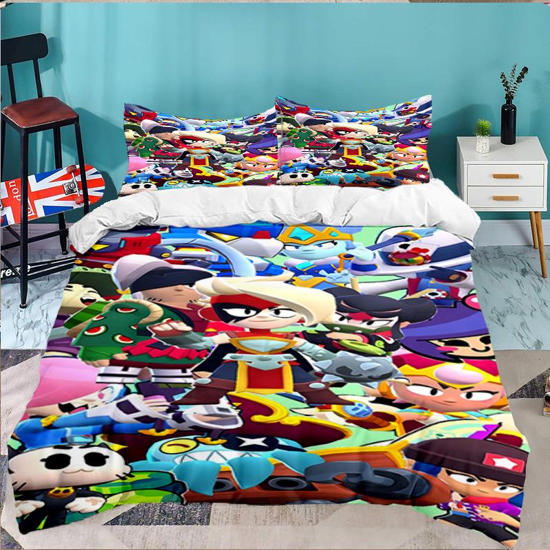 3PCS Brawl Game Bedding Set,Including 1pc Duvet Cover And 2pcs Pillowcases Perfect for Bedroom, Dormitory, Large size Fan Christmas gift