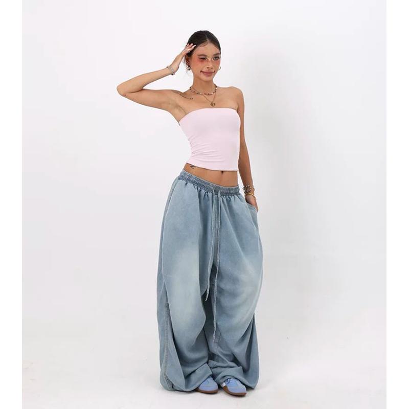 Y2K Oversized Cargo Jeans Women Streetwear Hip Hop Wide Leg Denim Pants Fashion Harajuku Grunge Baggy Casual Trousers New