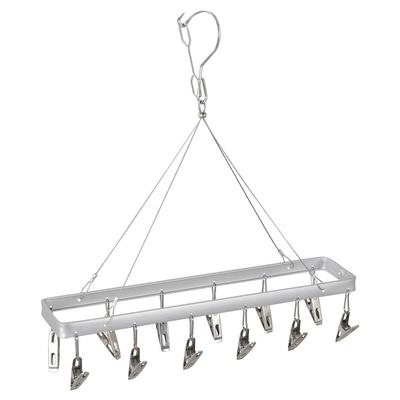 Dulton Long Clothes Pinch Hanger with 12 17 X 375 X 80mm a Versatile Piece for Everyday Use Clips, Aluminum, (RN-0429LG/12),