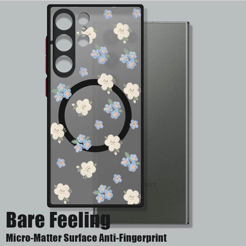 Romantic Flower Pattern Magnetic Phone Case For Samsung Galaxy A37 A17 A56 A36 A55 A35 A26 A16 A25 A15 A54 A14 A34 Acrylic Cover