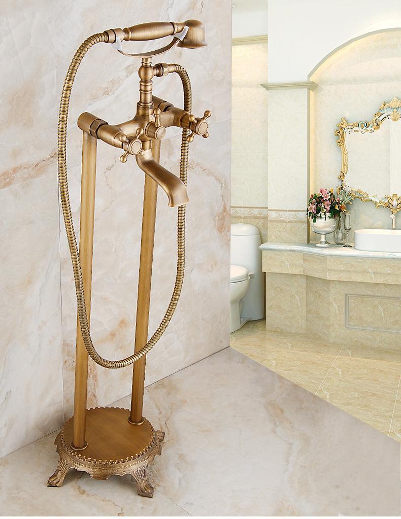 Brass Floor Standing Bathtub Shower Faucet Swivel Spout Bathroom shower faucet Mixers Taps Standing Bathtub Faucet