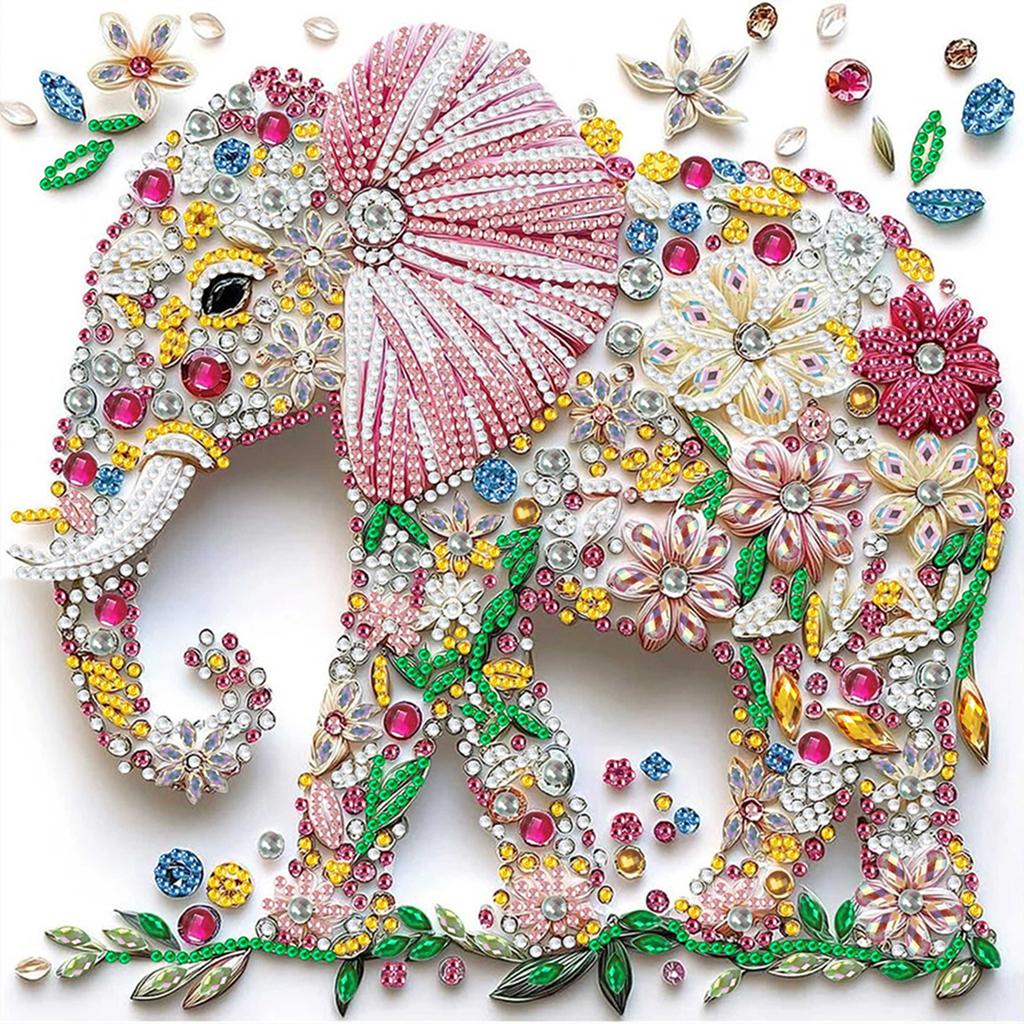 Elephant Special Shaped 5D DIY Partial Drill Diamond Painting Kits for Adults Home Wall Decor Crystal Diamond Art 11.81x11.81in