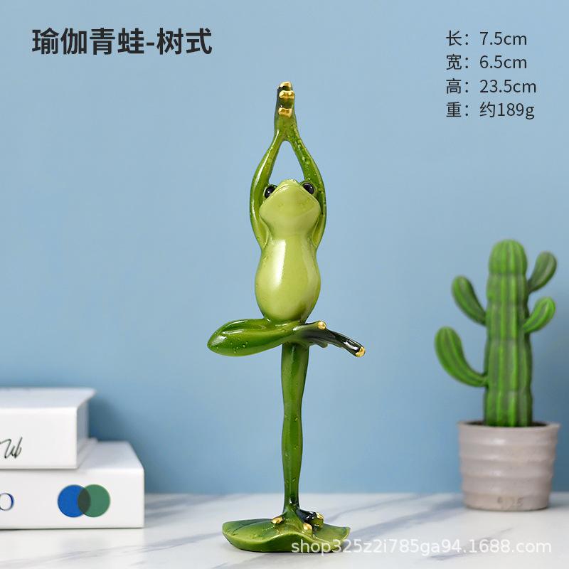 Nordic Yoga Frog Pastoral Animal Resin Crafts Abstract Yoga Frog Sculpture Cartoon Animal Living Room Ornaments Home Decoration